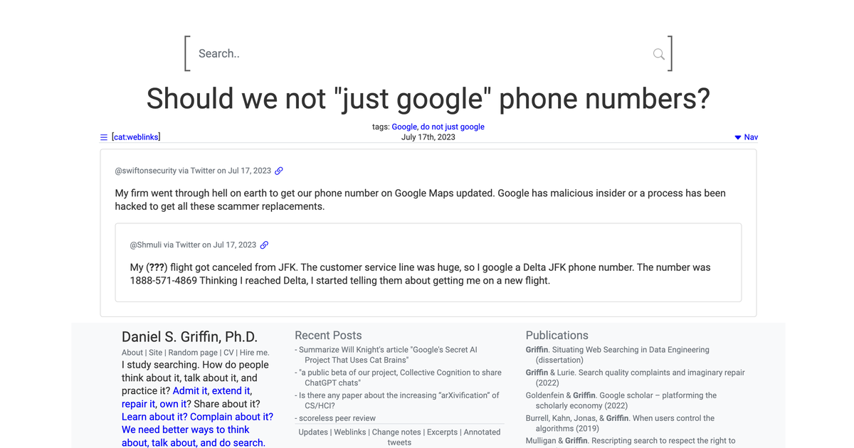 Should we not just google phone numbers 